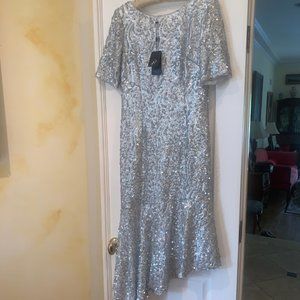 Adrianna Papell glittery silver mermaid dress